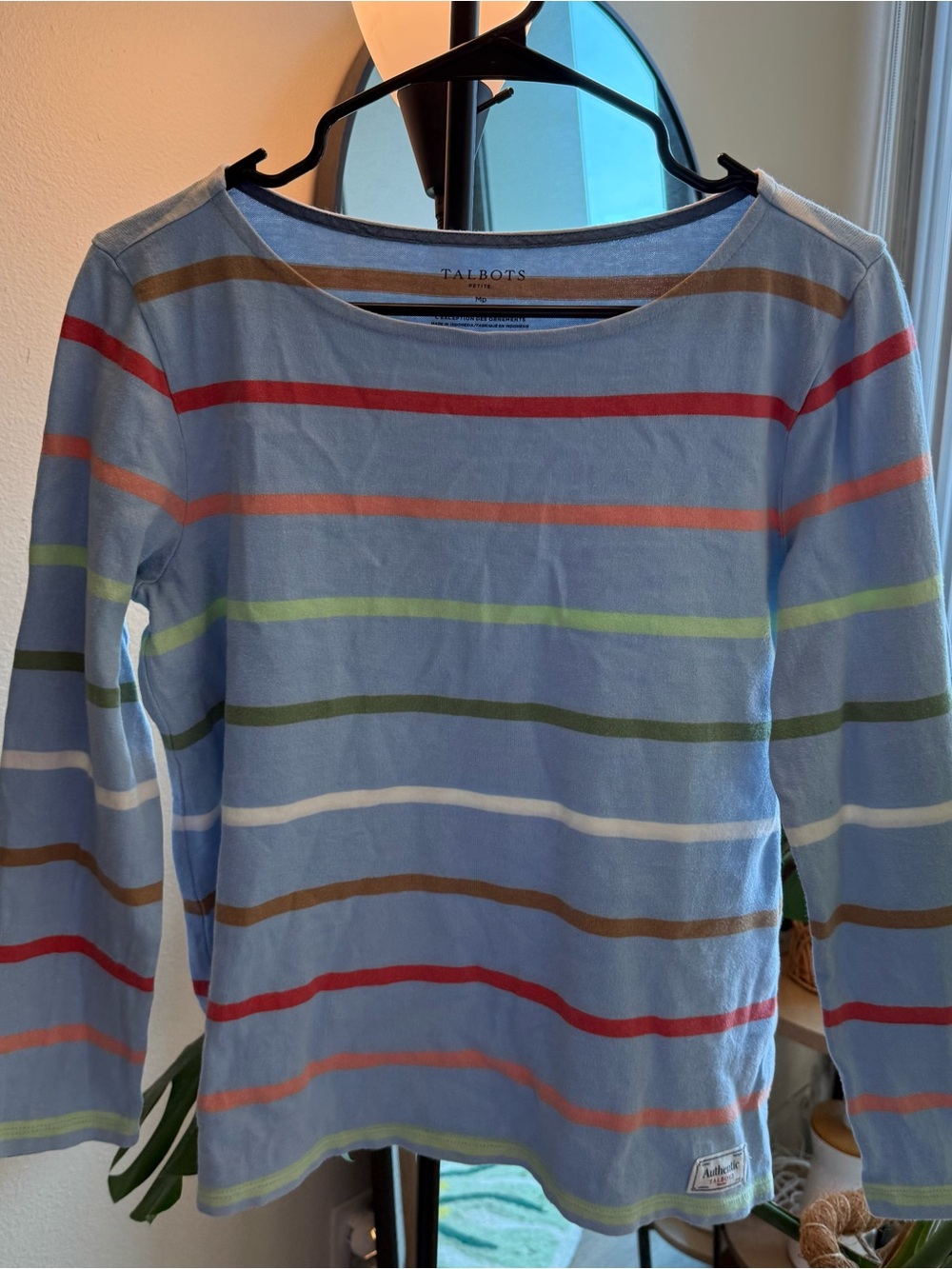 Vintage Talbots Striped Boatneck Top - 100% Cotton (size M petite)